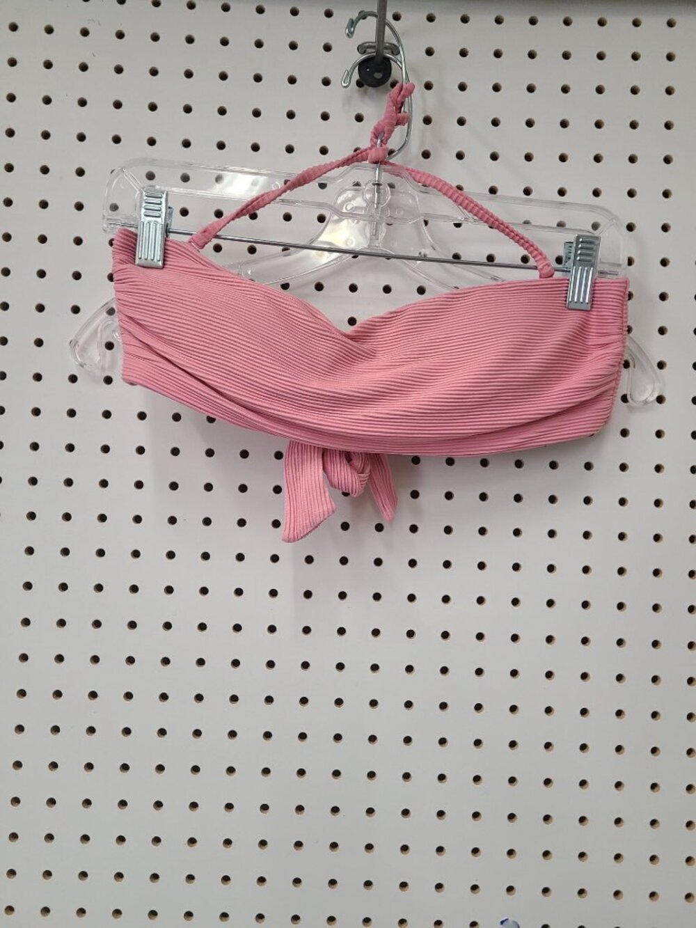 J.Crew Pink Ribbed Halter Bikini Top With Tie Front Size S